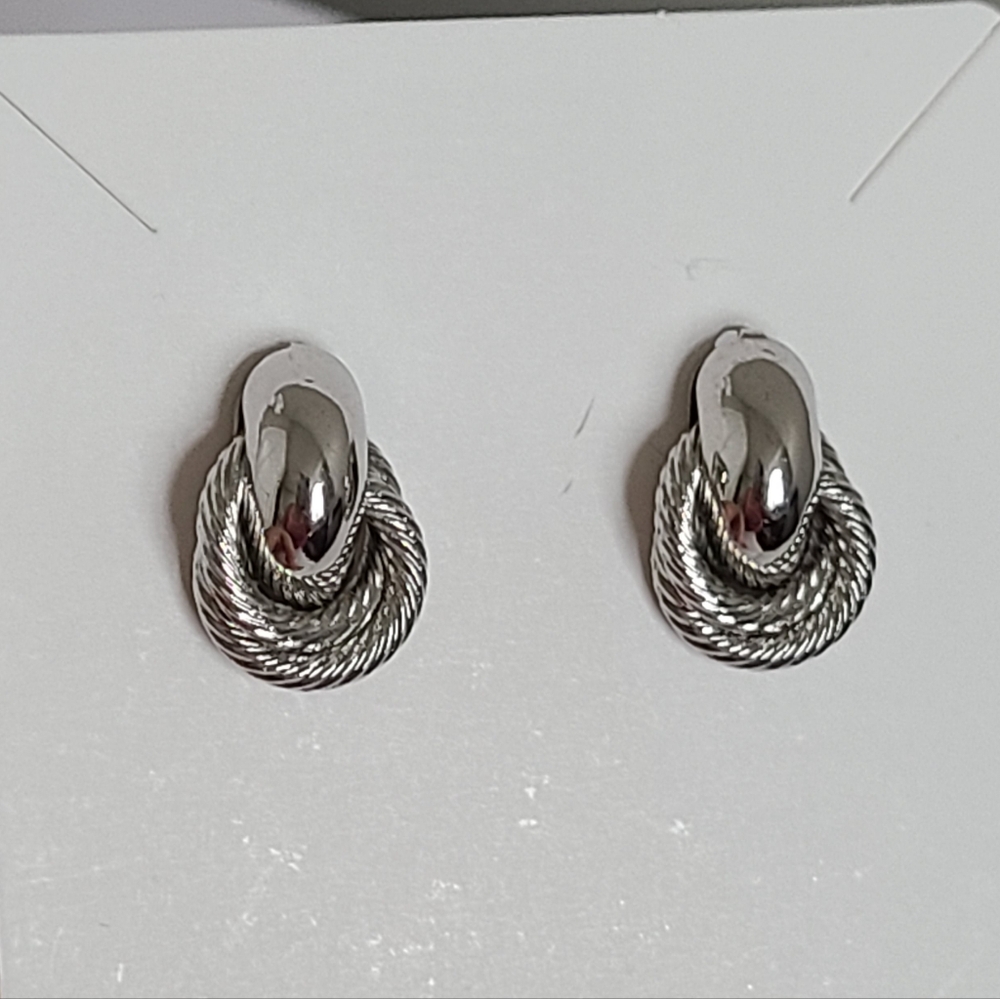 Vintage Style Silver Tone Door knocker Rope Drop Stud Earrings